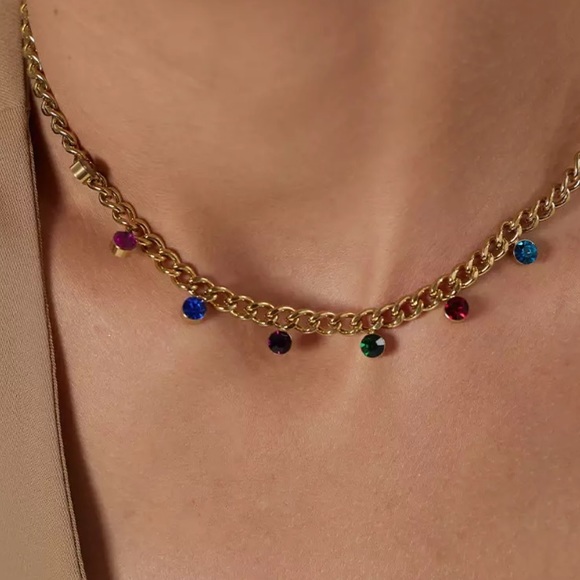 💛Gold plated colourful necklace - Picture 2 of 9